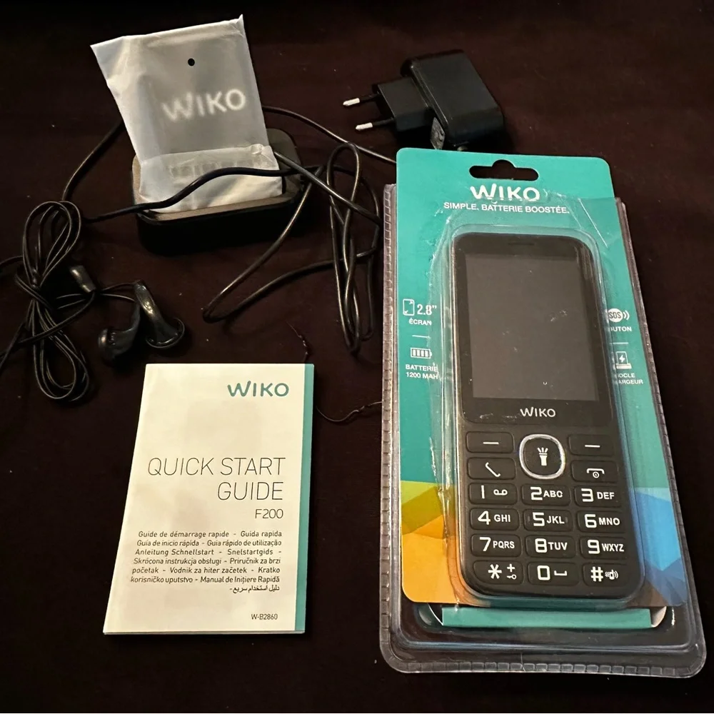 Wiko black Cell Phone with Accessories